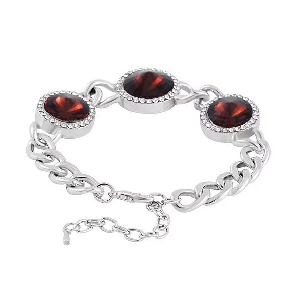 NEW Simulated Purple Sapphire and Austrian Crystal Bracelet in Silvertone - Picture 2 of 3